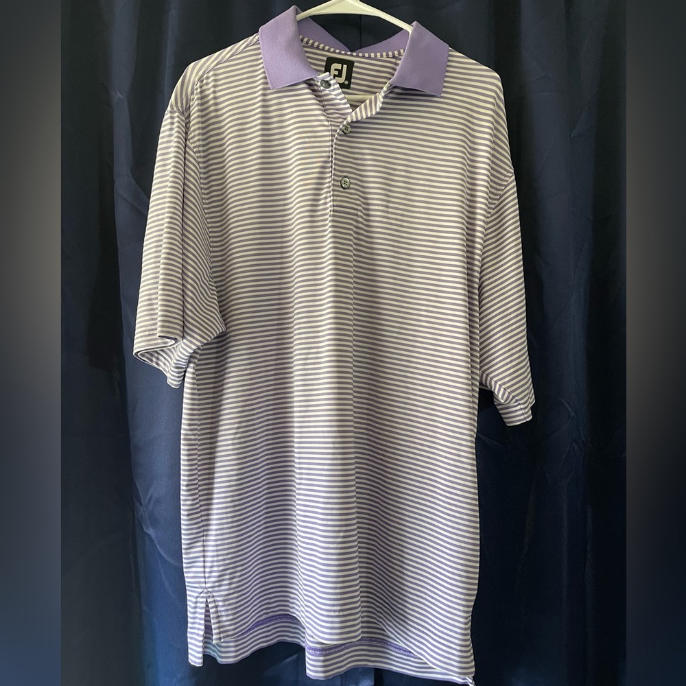 FootJoy Golf Polo Men size M Shirt Purple White Stripe FJ 1268845 Foot Joy